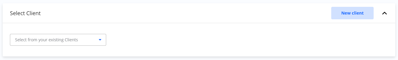 Screenshot of the 'Select Client' step in the Campaign Wizard for an Agency account. It shows a dropdown menu to choose an existing client and a button to create a 'New Client'.